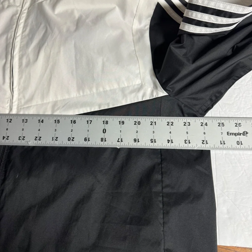 Adidas Mens Windbreaker Jacket Black White Colorblock Hooded Mesh Lined Large